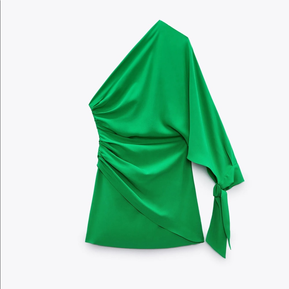 Zara green one shoulder dress - Picture 5 of 9